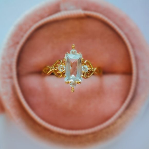 Genuine Mystic Topaz Stone Ring in Gold Vermeil - Picture 5 of 6